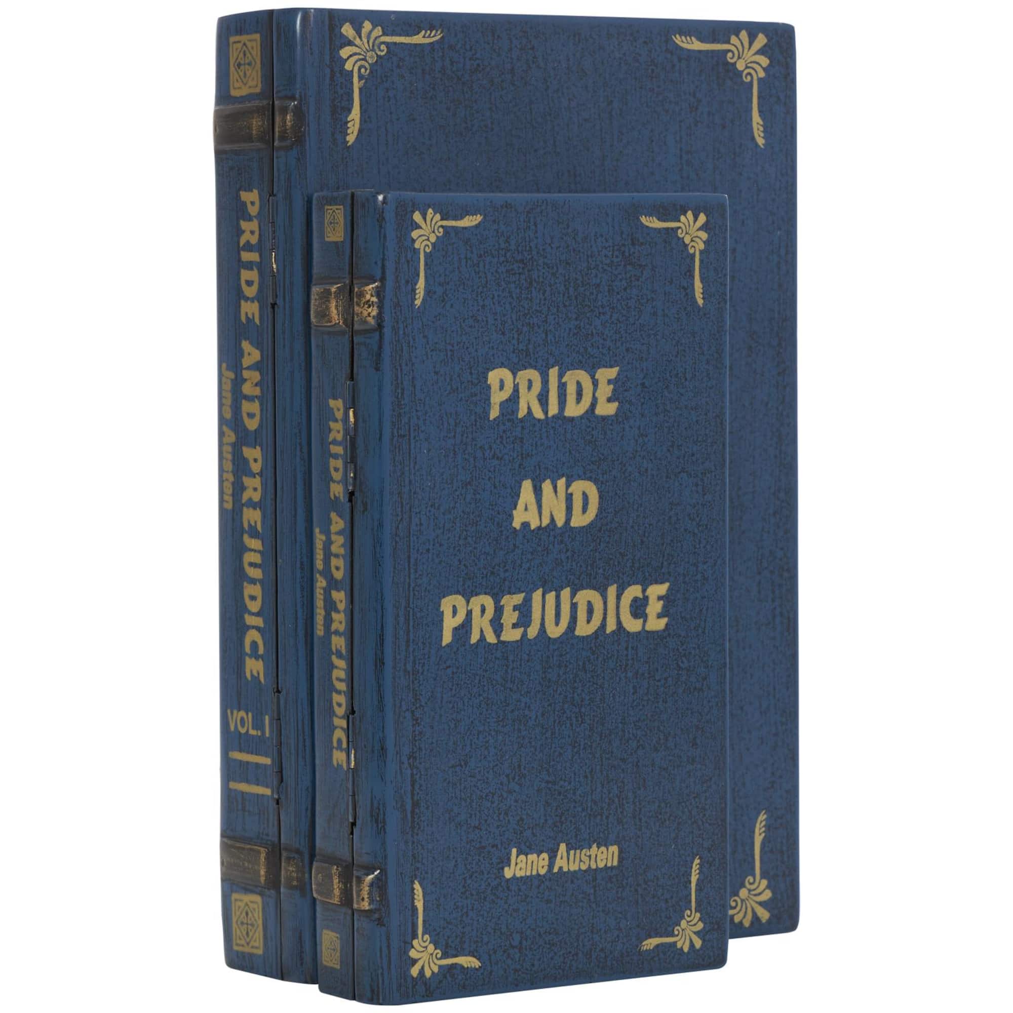 Blue Wooden Pride and Prejudice Storage Faux Book Box, 2ct.